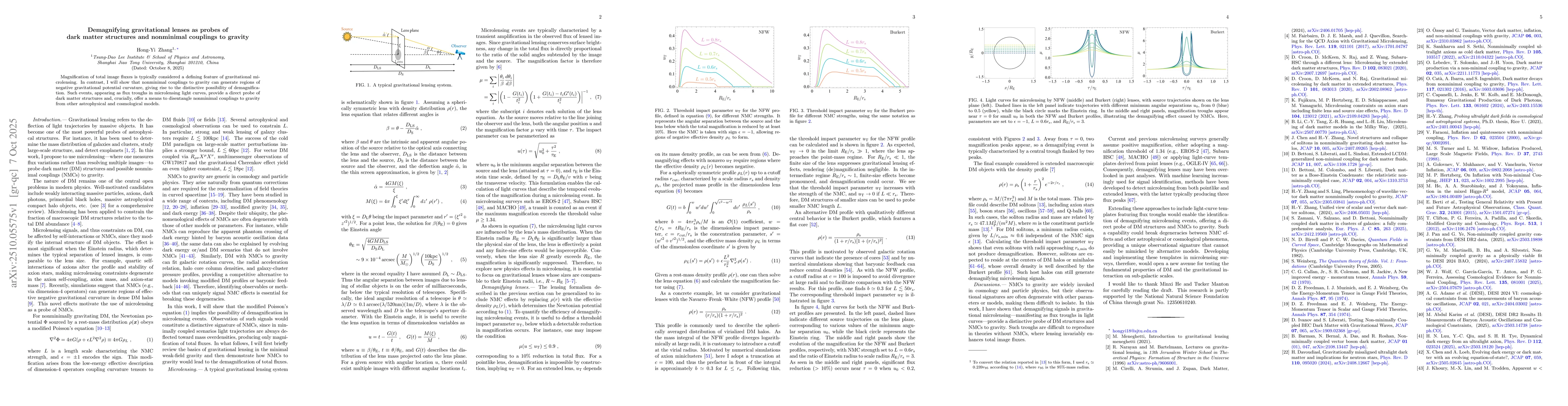 Thumbnail for Demagnifying gravitational lenses as probes of dark matter structures
  and nonminimal couplings to gravity