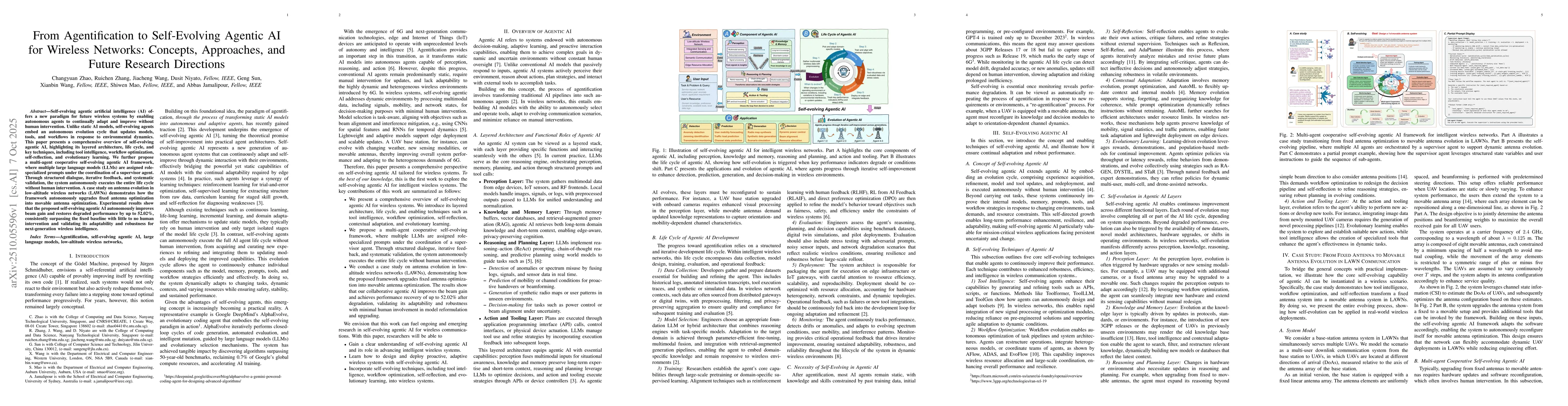 Thumbnail for From Agentification to Self-Evolving Agentic AI for Wireless Networks:
  Concepts, Approaches, and Future Research Directions
