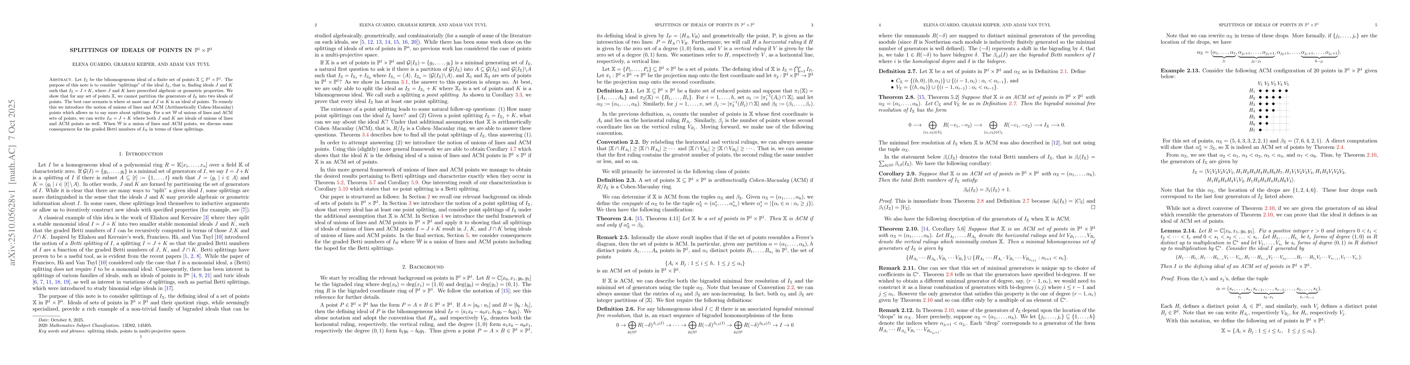 Thumbnail for Splittings of Ideals of Points in $\mathbb{P}^{1}\times\mathbb{P}^{1}$