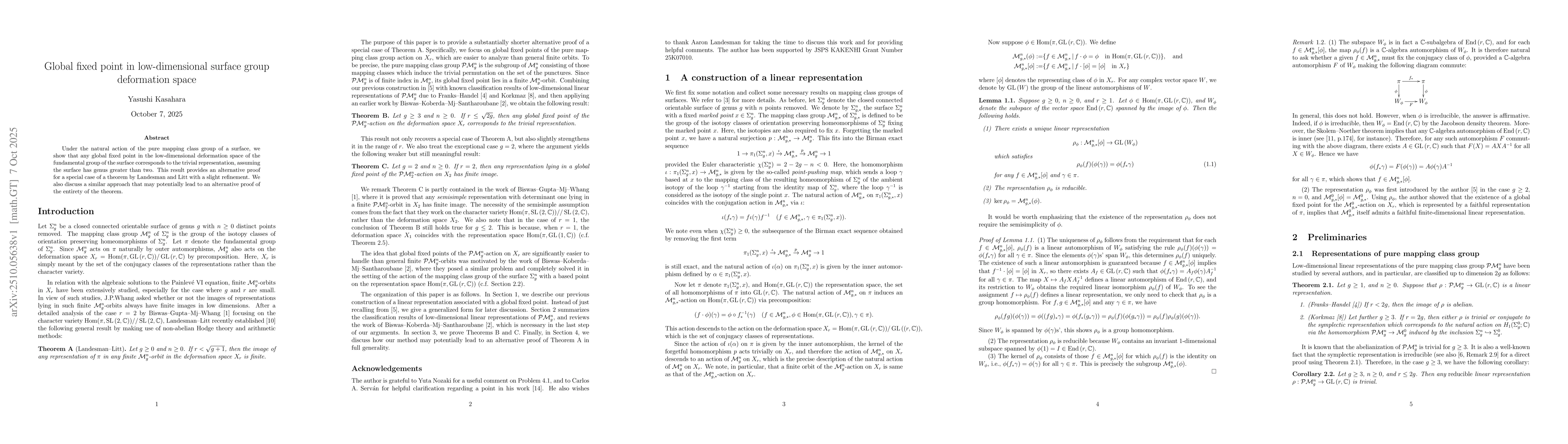 Thumbnail for Global fixed point in low-dimensional surface group deformation space