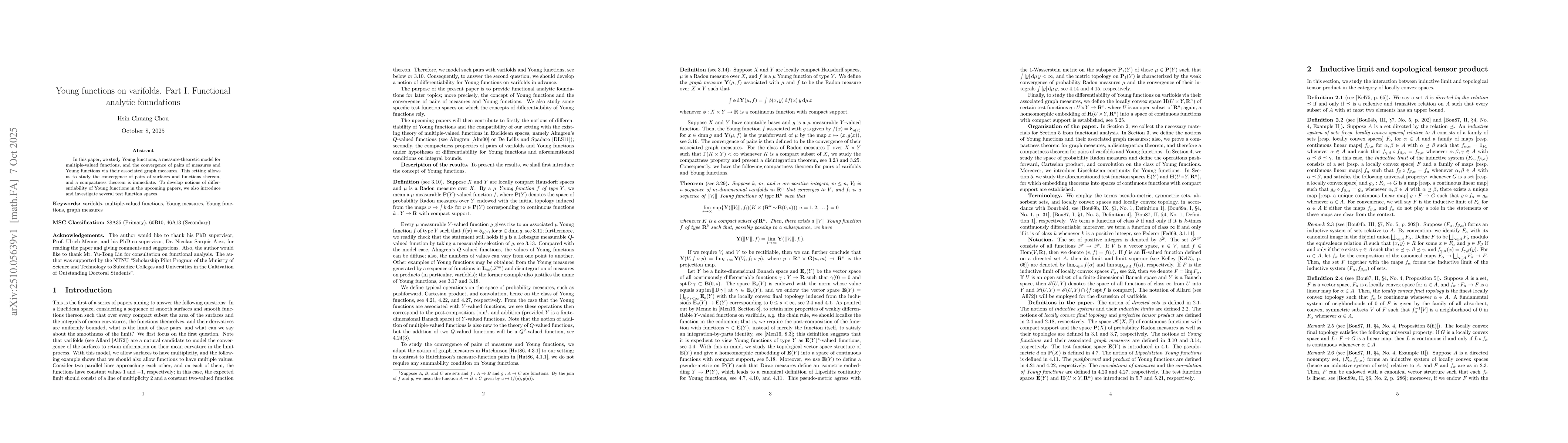 Thumbnail for Young functions on varifolds. Part I. Functional analytic foundations
