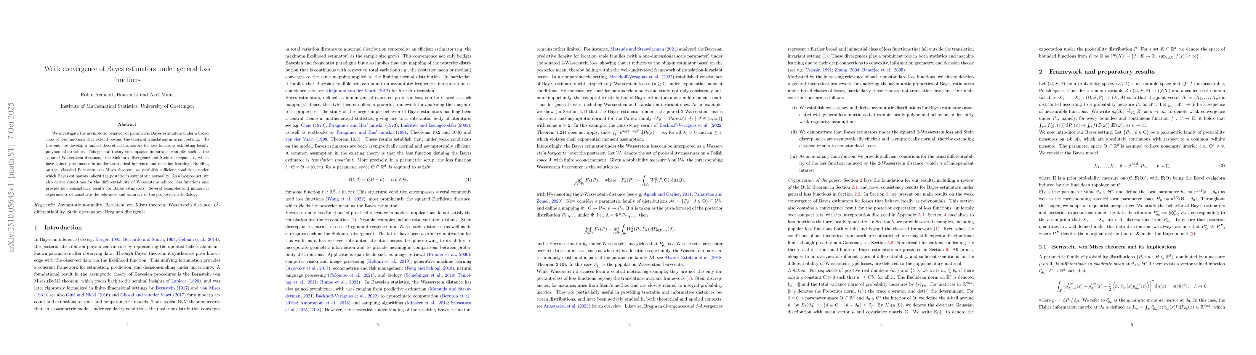 Thumbnail for Weak convergence of Bayes estimators under general loss functions
