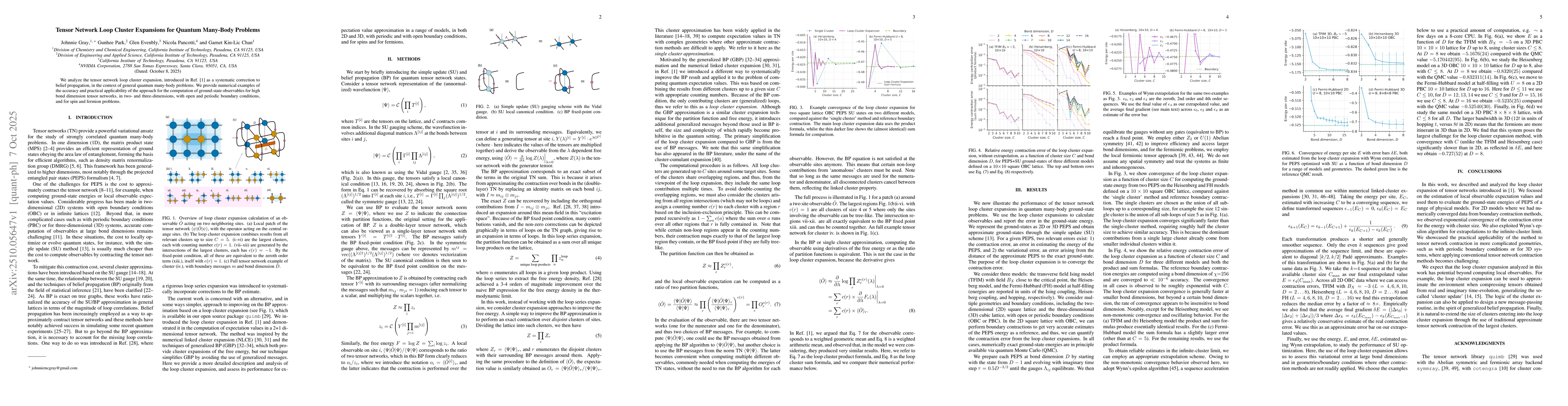 Thumbnail for Tensor Network Loop Cluster Expansions for Quantum Many-Body Problems