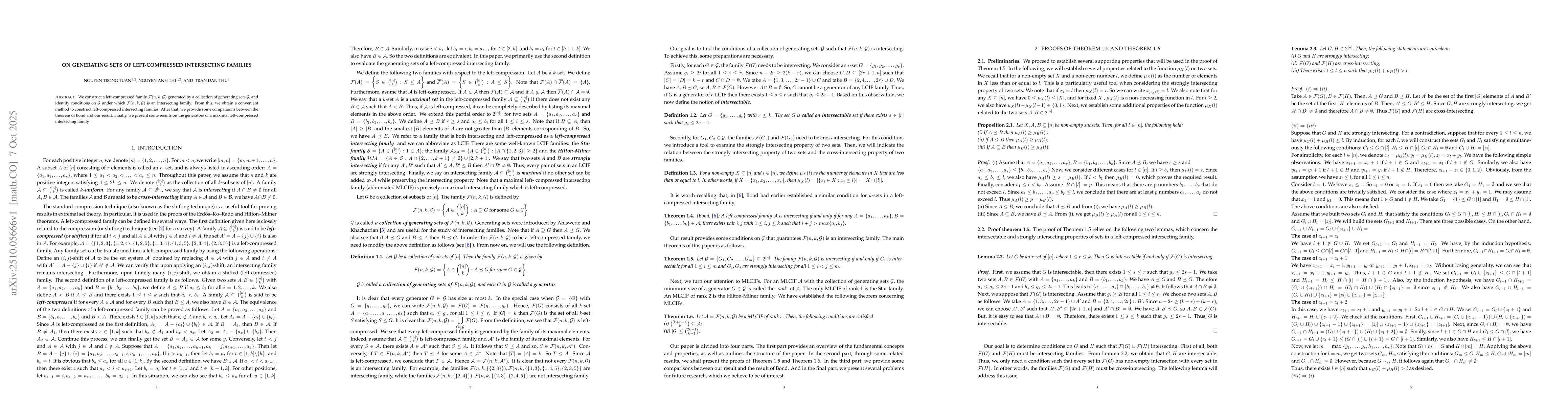 Thumbnail for On generating sets of left-compressed intersecting families