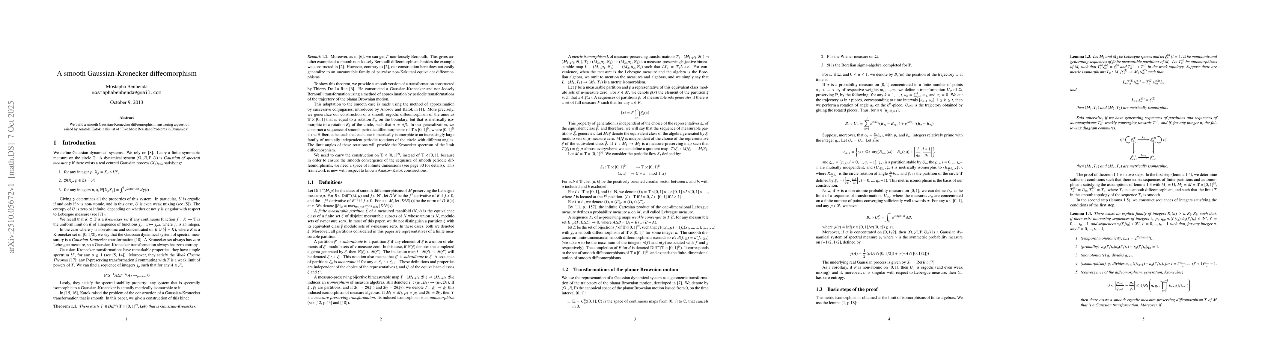 Thumbnail for A smooth Gaussian-Kronecker diffeomorphism