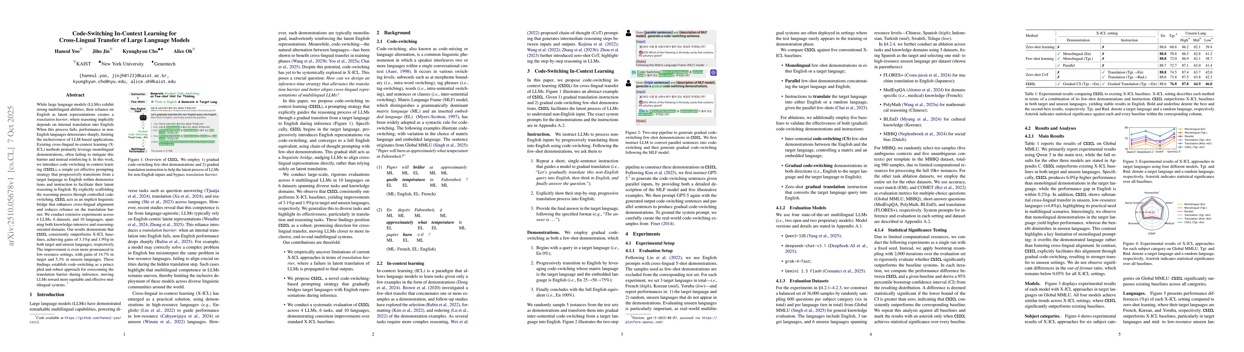 Thumbnail for Code-Switching In-Context Learning for Cross-Lingual Transfer of Large
  Language Models