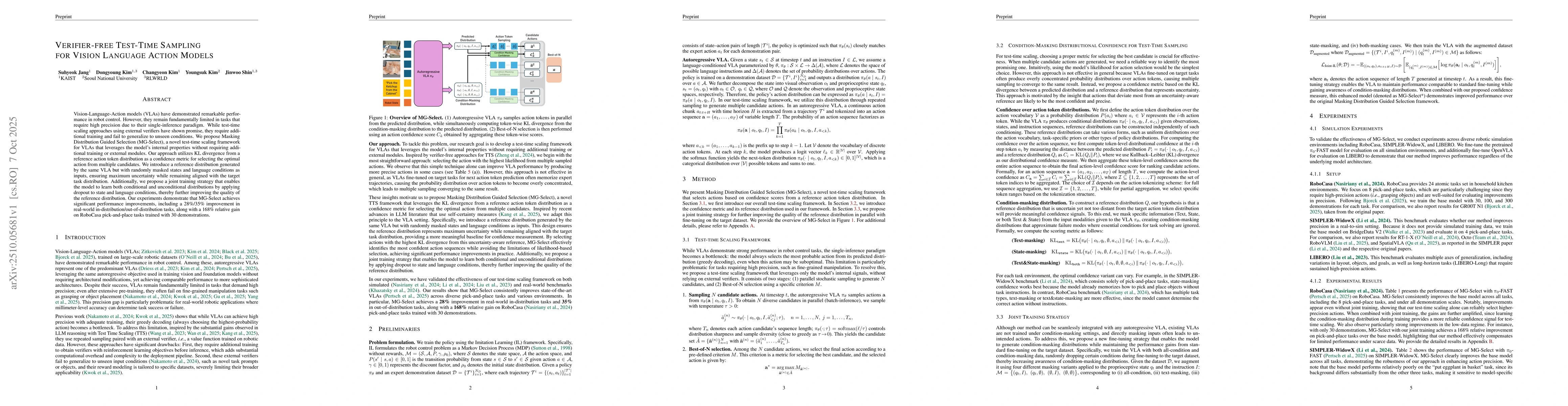Thumbnail for Verifier-free Test-Time Sampling for Vision Language Action Models