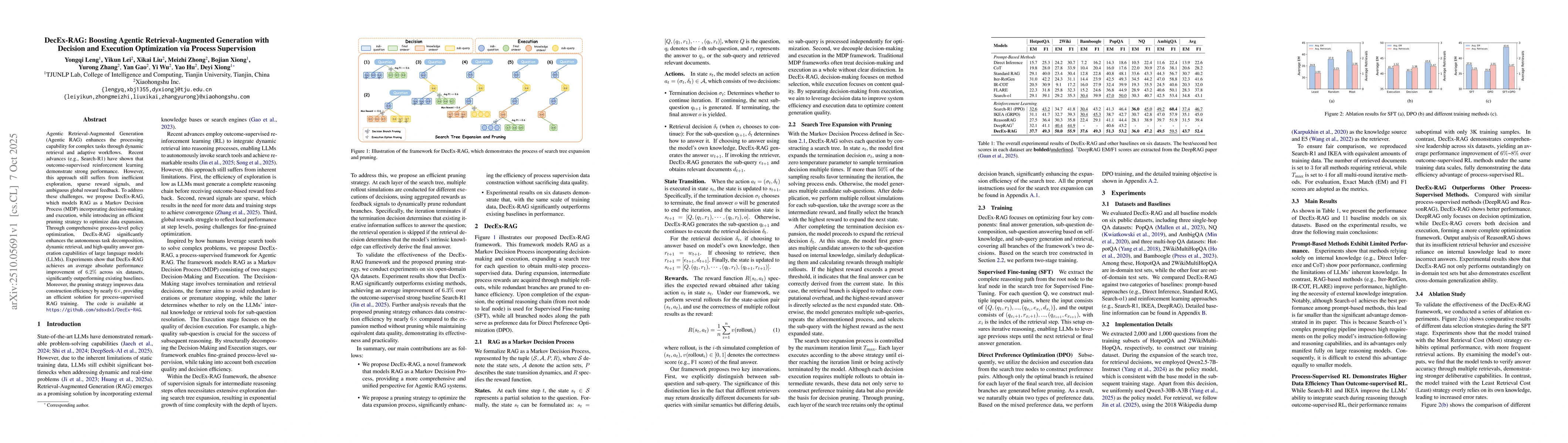 Thumbnail for DecEx-RAG: Boosting Agentic Retrieval-Augmented Generation with Decision
  and Execution Optimization via Process Supervision