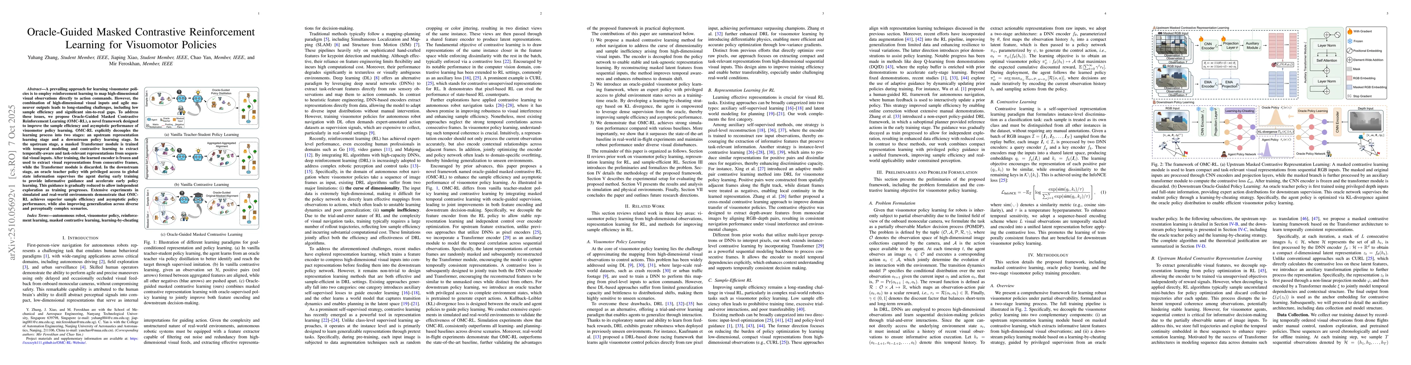 Thumbnail for Oracle-Guided Masked Contrastive Reinforcement Learning for Visuomotor
  Policies