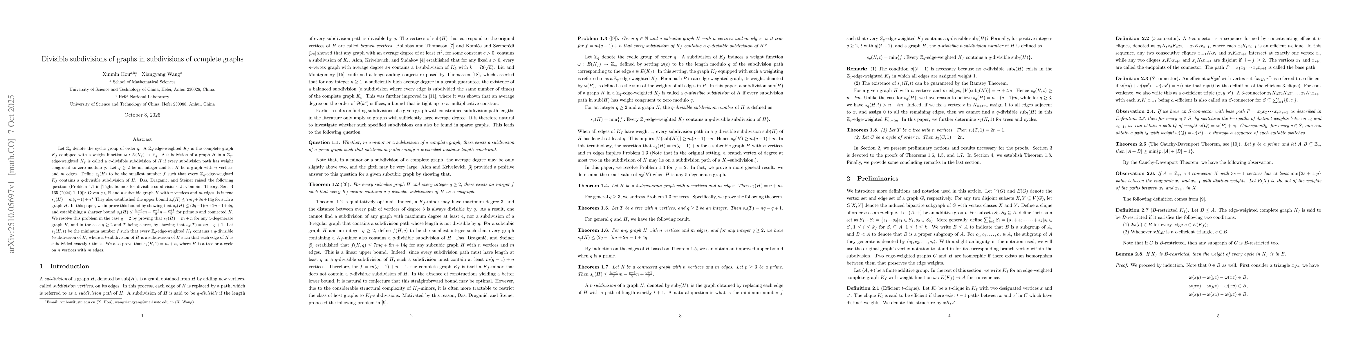 Thumbnail for Divisible subdivisions of graphs in subdivisions of complete graphs