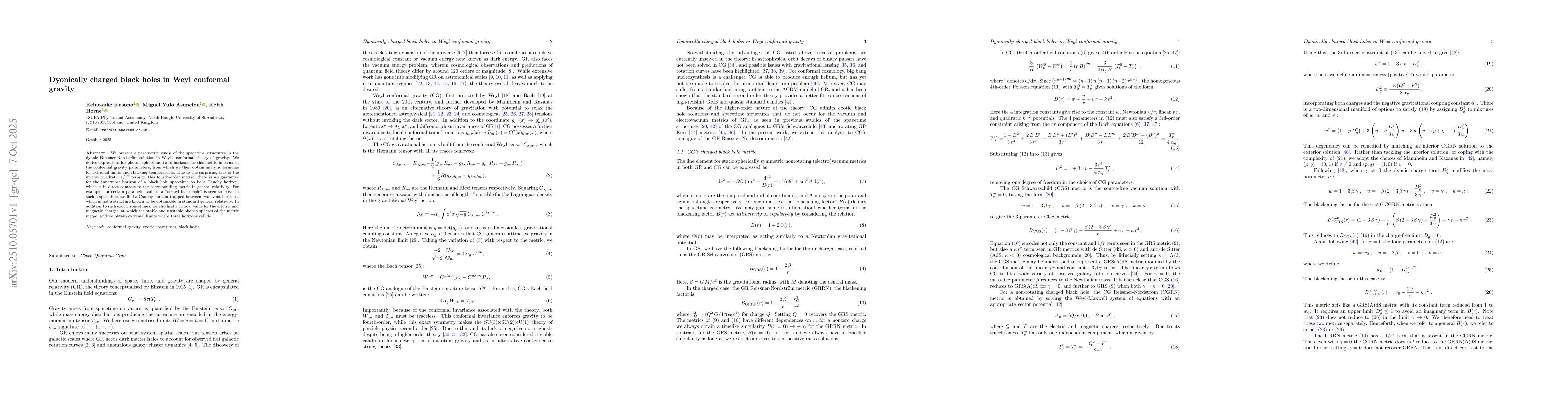 Thumbnail for Dyonically charged black holes in Weyl conformal gravity