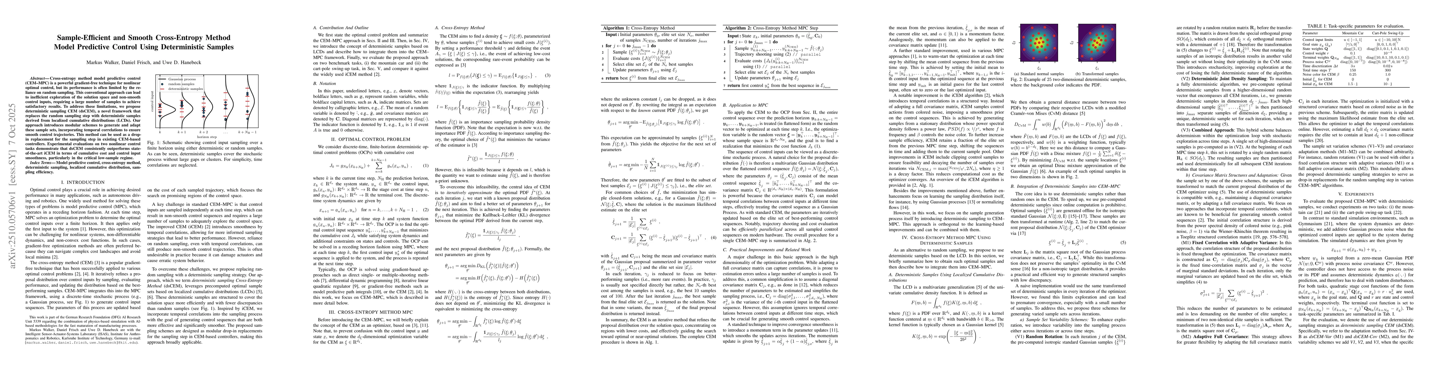 Thumbnail for Sample-Efficient and Smooth Cross-Entropy Method Model Predictive
  Control Using Deterministic Samples