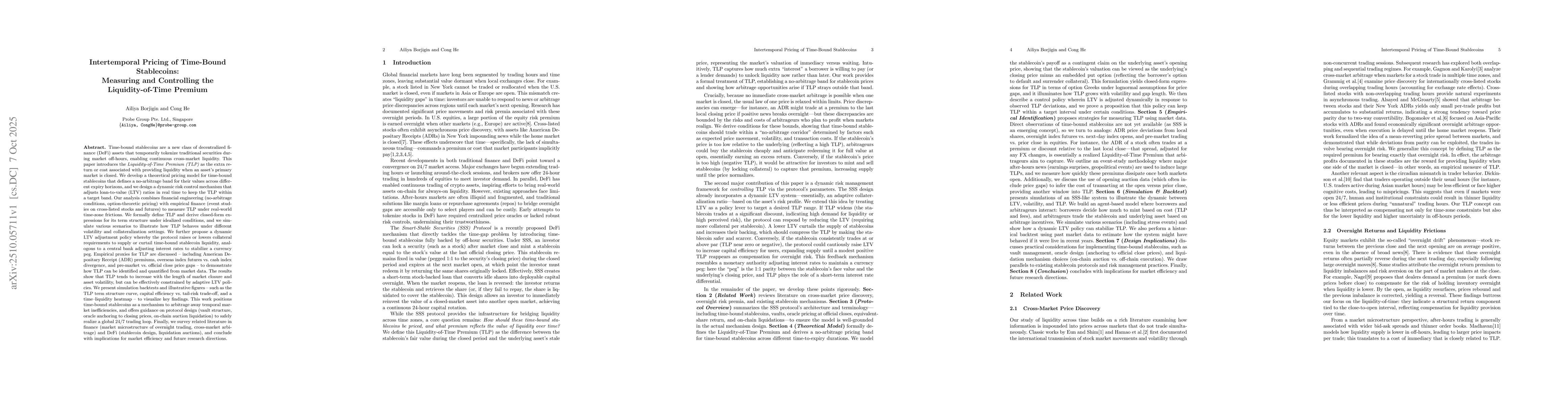 Thumbnail for Intertemporal Pricing of Time-Bound Stablecoins: Measuring and
  Controlling the Liquidity-of-Time Premium