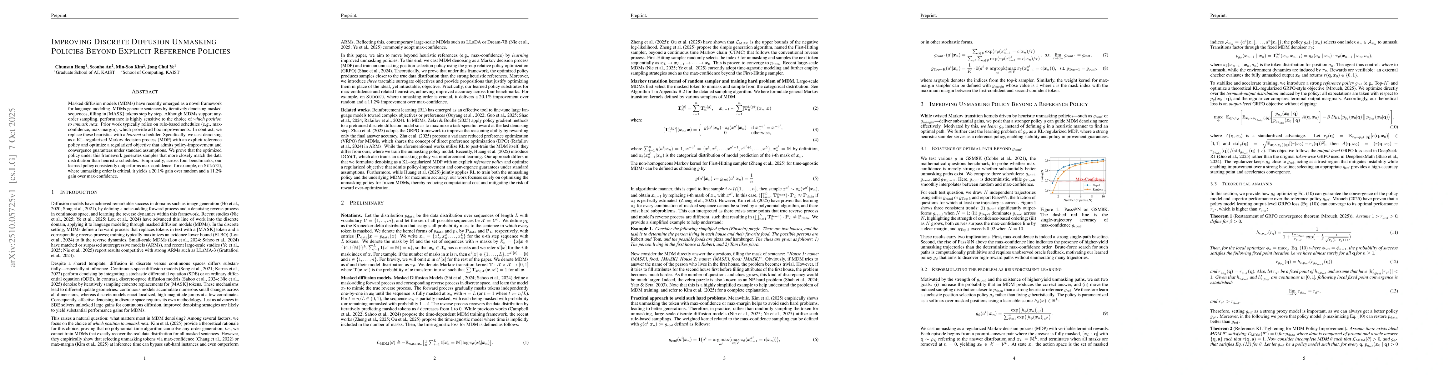 Thumbnail for Improving Discrete Diffusion Unmasking Policies Beyond Explicit
  Reference Policies