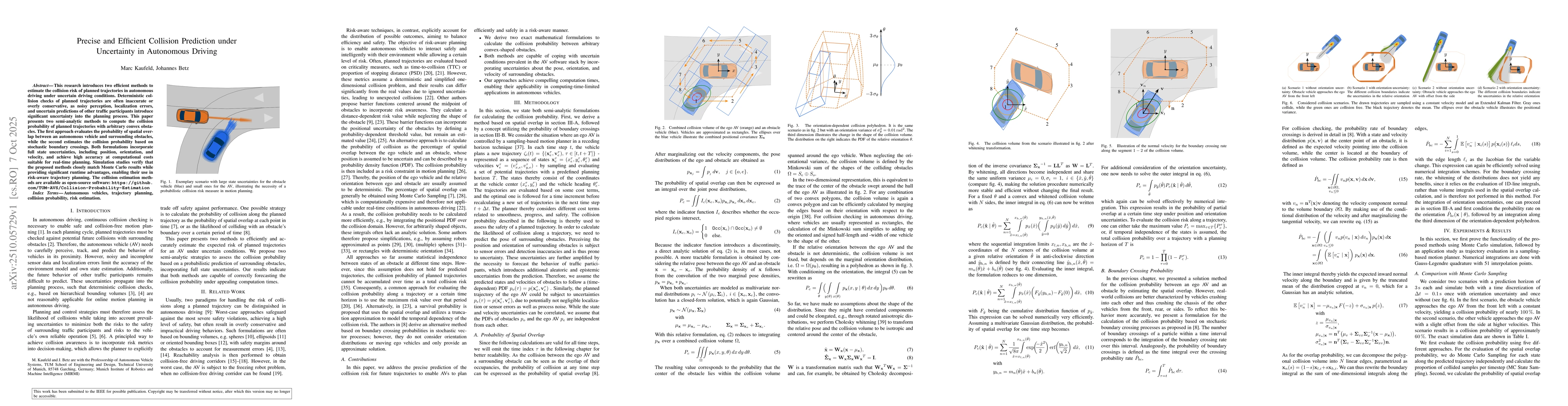 Thumbnail for Precise and Efficient Collision Prediction under Uncertainty in
  Autonomous Driving