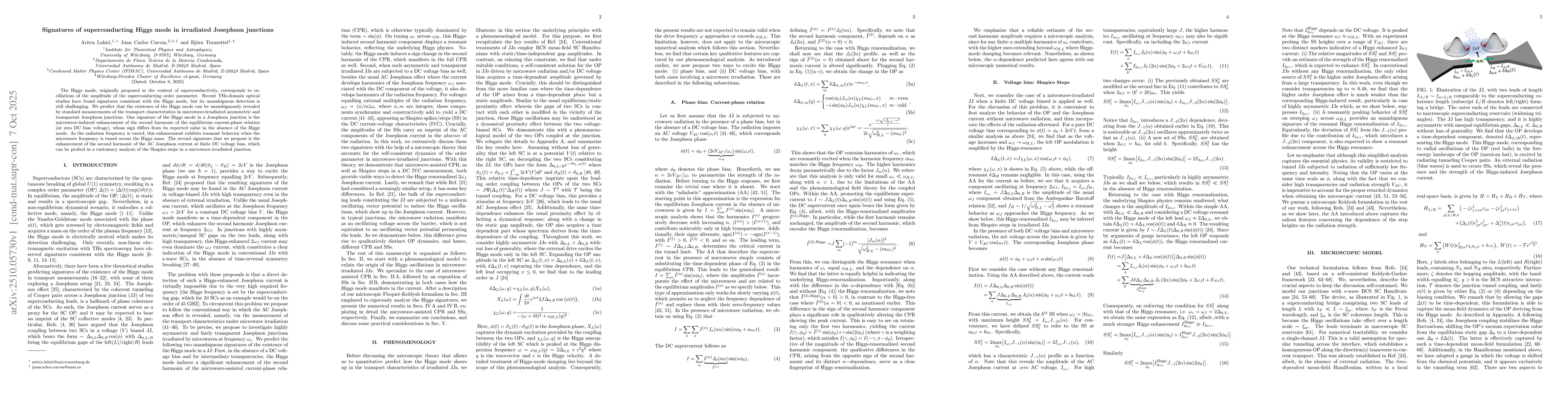 Thumbnail for Signatures of superconducting Higgs mode in irradiated Josephson
  junctions