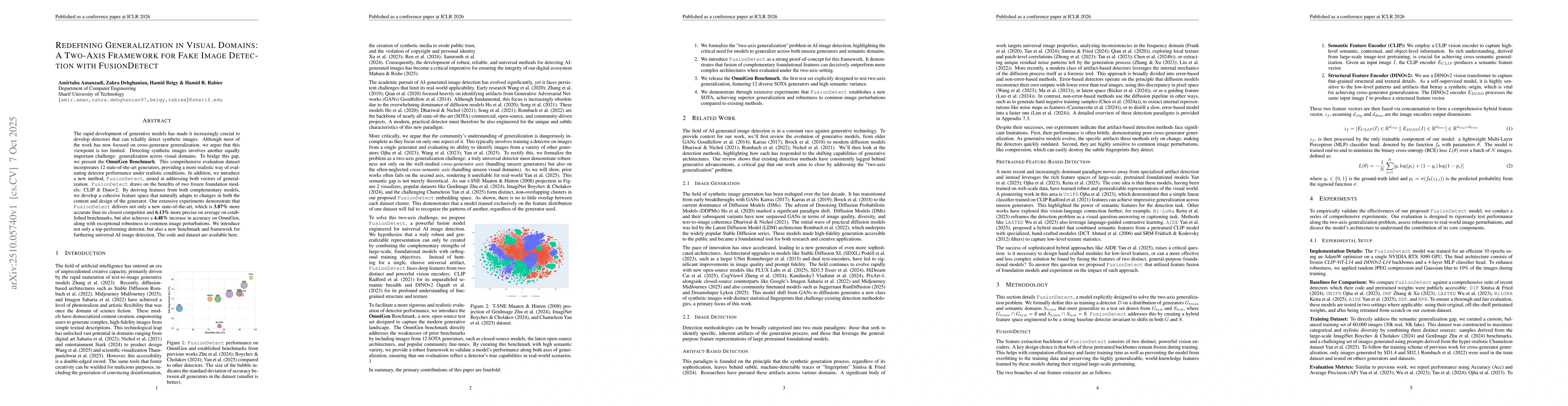 Thumbnail for Redefining Generalization in Visual Domains: A Two-Axis Framework for
  Fake Image Detection with FusionDetect