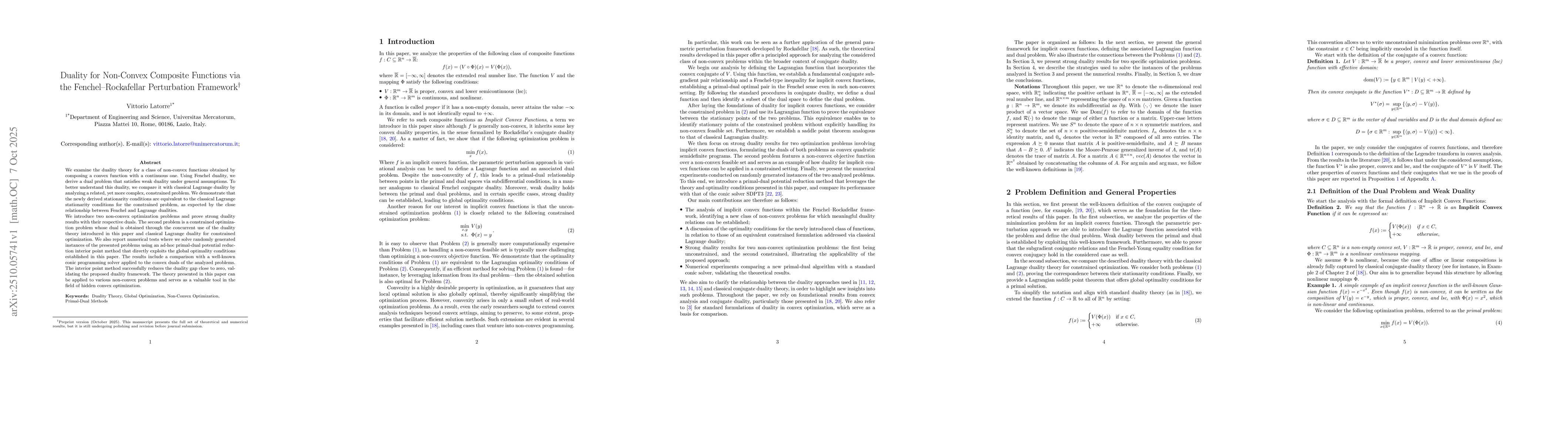 Thumbnail for Duality for Non Convex Composite Functions via the Fenchel Rockafellar
  Perturbation Framework