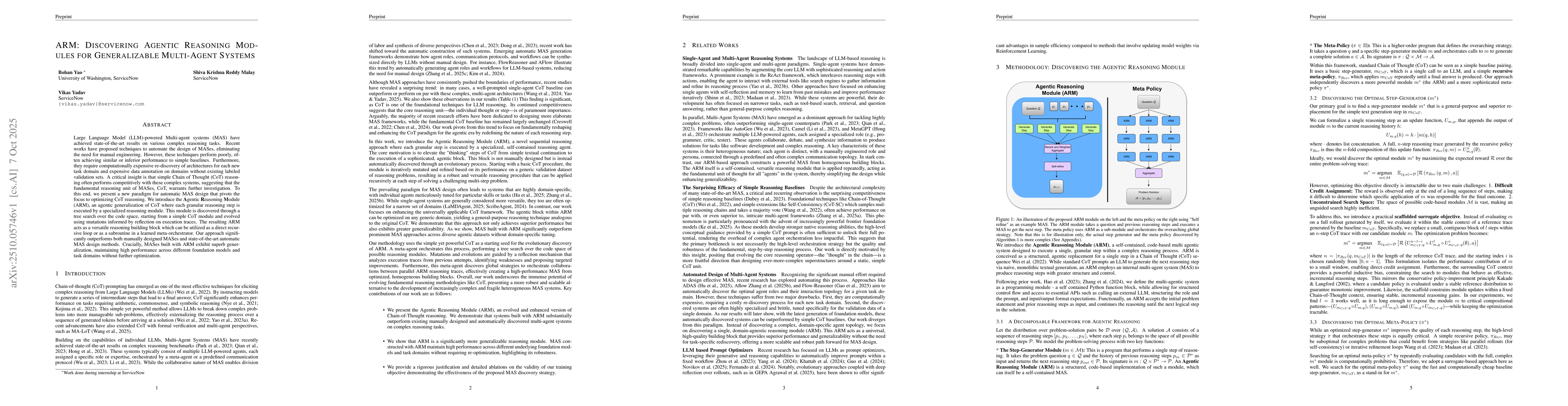 Thumbnail for ARM: Discovering Agentic Reasoning Modules for Generalizable Multi-Agent
  Systems