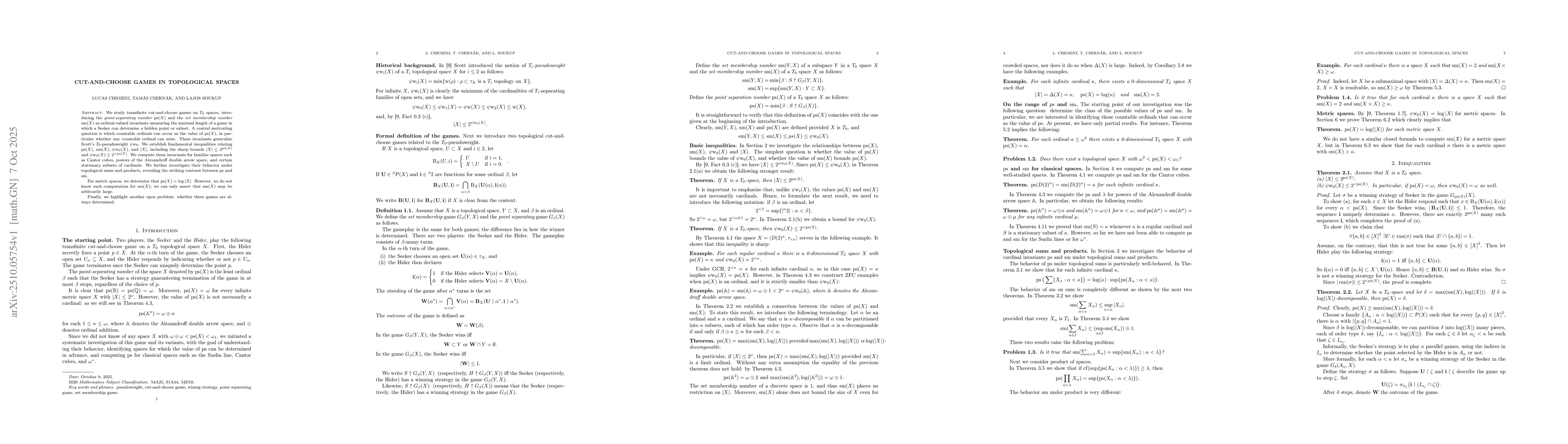 Thumbnail for Cut-and-choose games in topological spaces