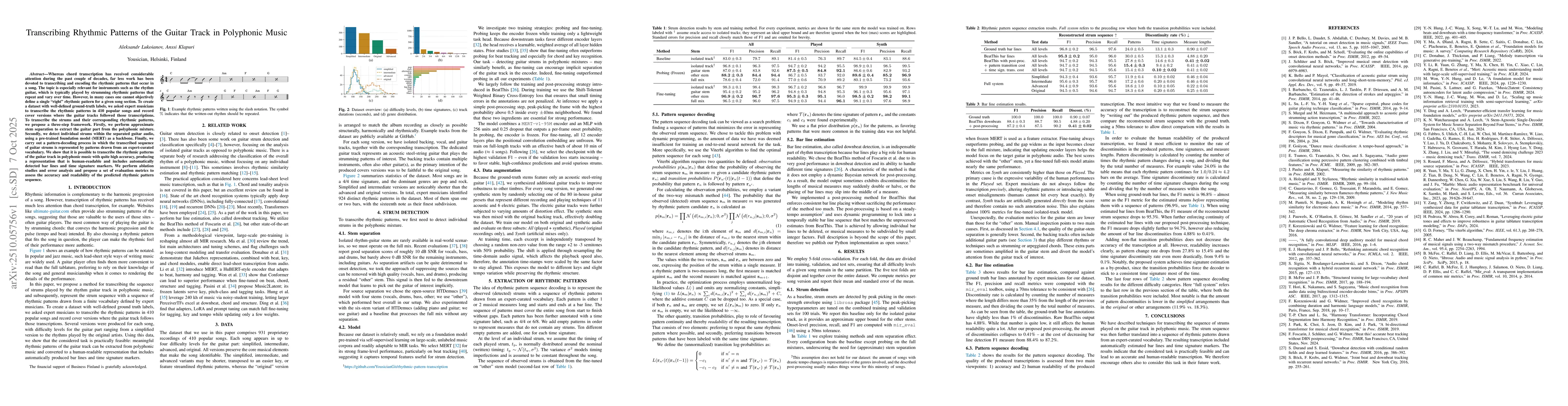 Thumbnail for Transcribing Rhythmic Patterns of the Guitar Track in Polyphonic Music