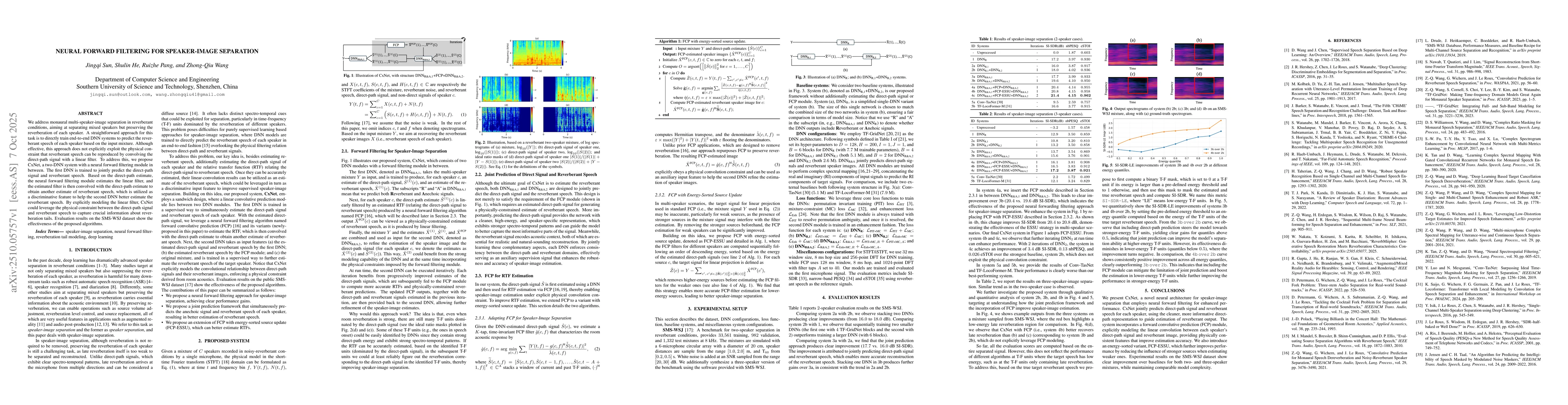 Thumbnail for Neural Forward Filtering for Speaker-Image Separation