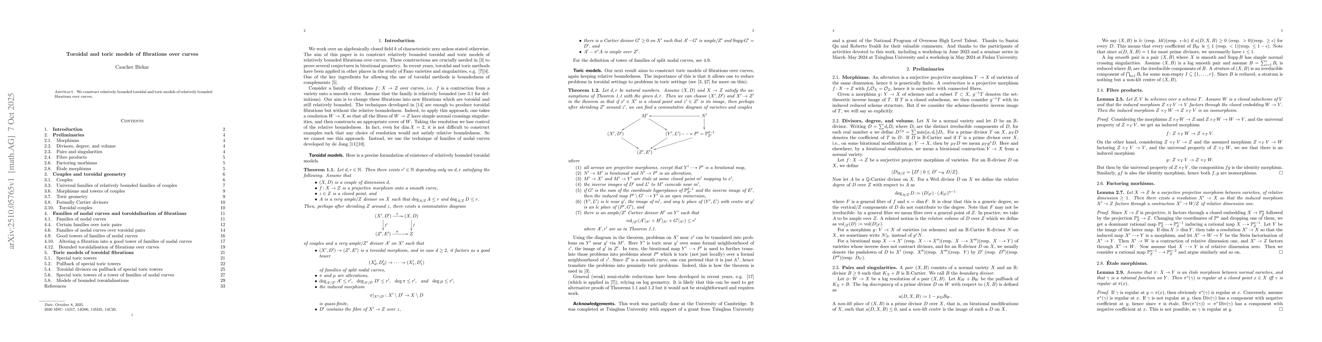 Thumbnail for Toroidal and toric models of fibrations over curves