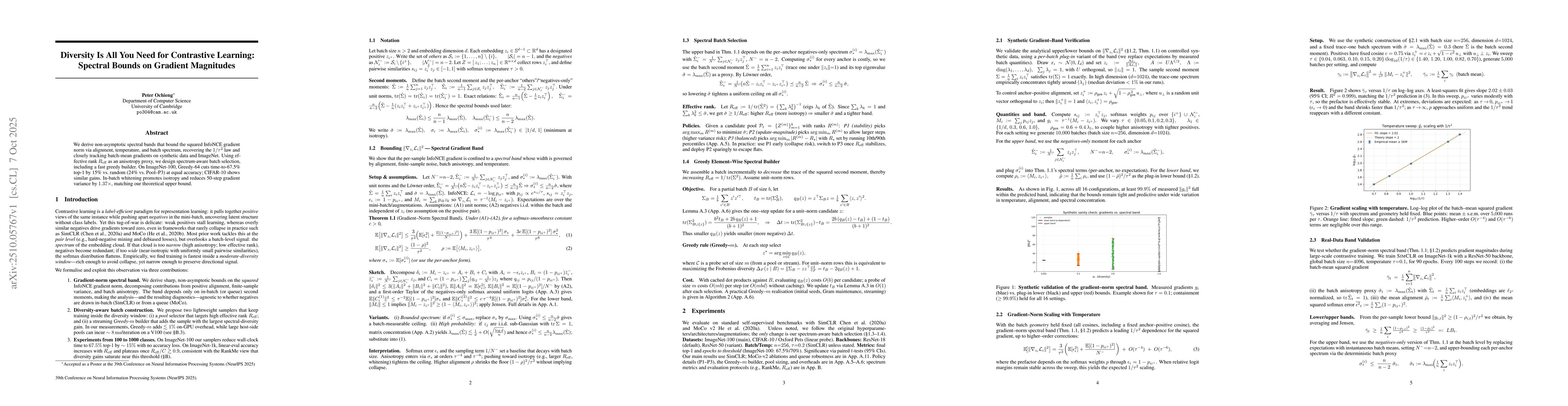 Thumbnail for Diversity Is All You Need for Contrastive Learning: Spectral Bounds on
  Gradient Magnitudes