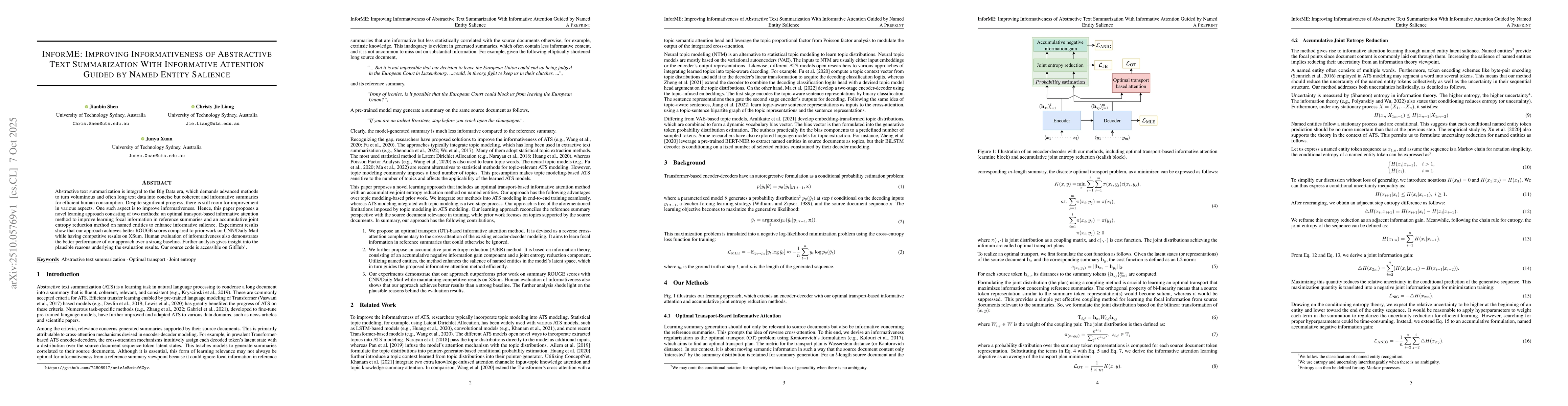 Thumbnail for InforME: Improving Informativeness of Abstractive Text Summarization
  With Informative Attention Guided by Named Entity Salience