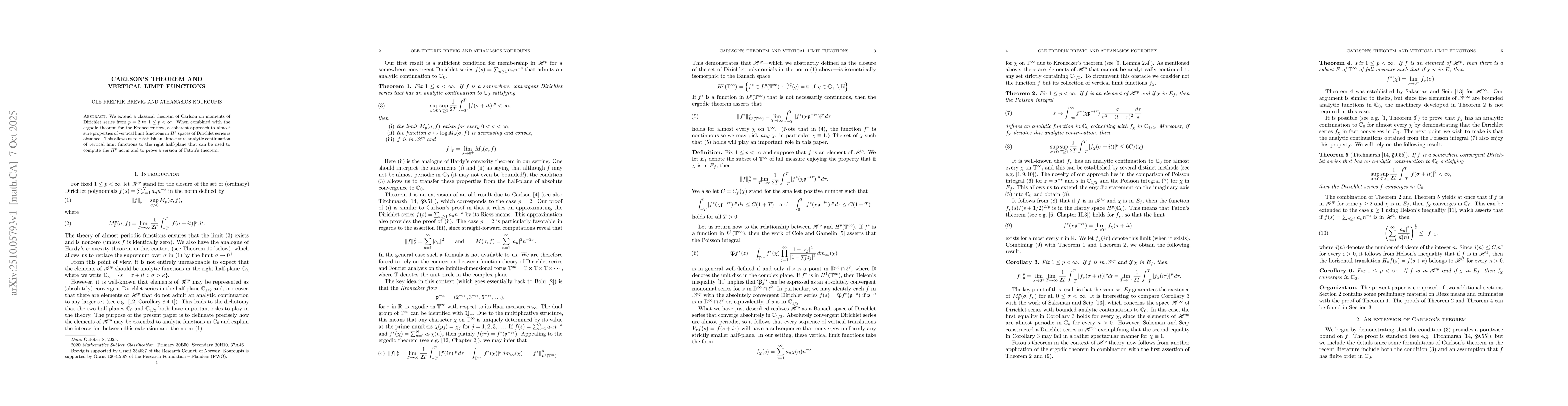 Thumbnail for Carlson's theorem and vertical limit functions