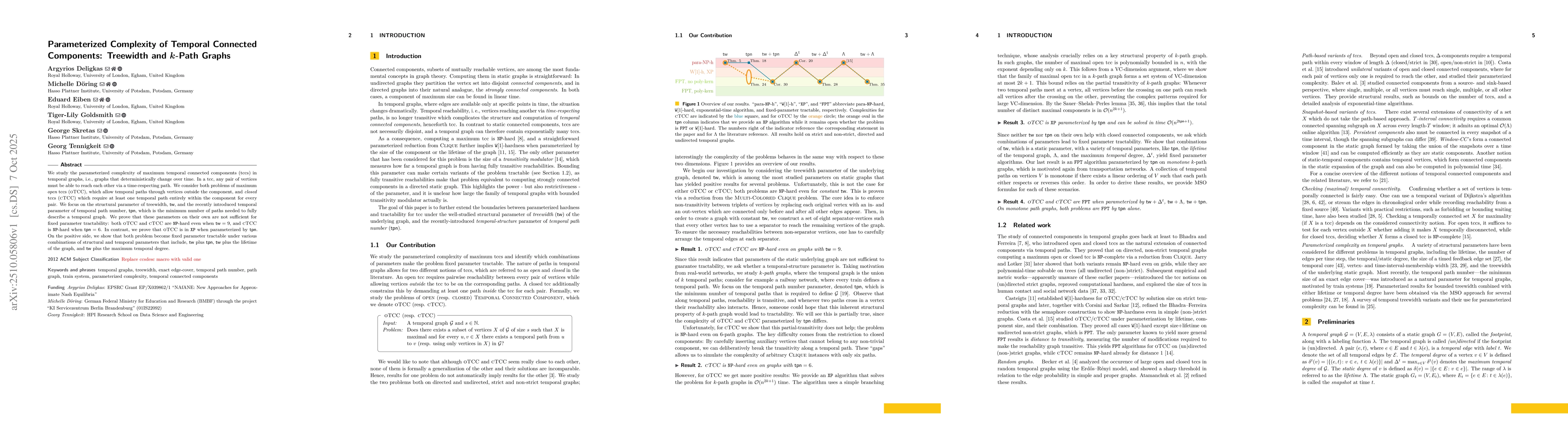 Thumbnail for Parameterized Complexity of Temporal Connected Components: Treewidth and
  k-Path Graphs