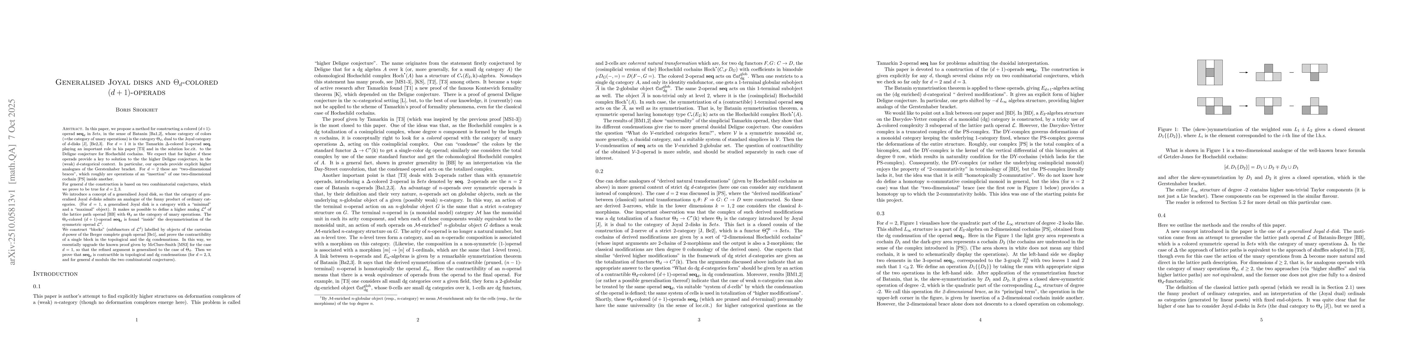 Thumbnail for Generalised Joyal disks and $Θ_d$-colored $(d+1)$-operads