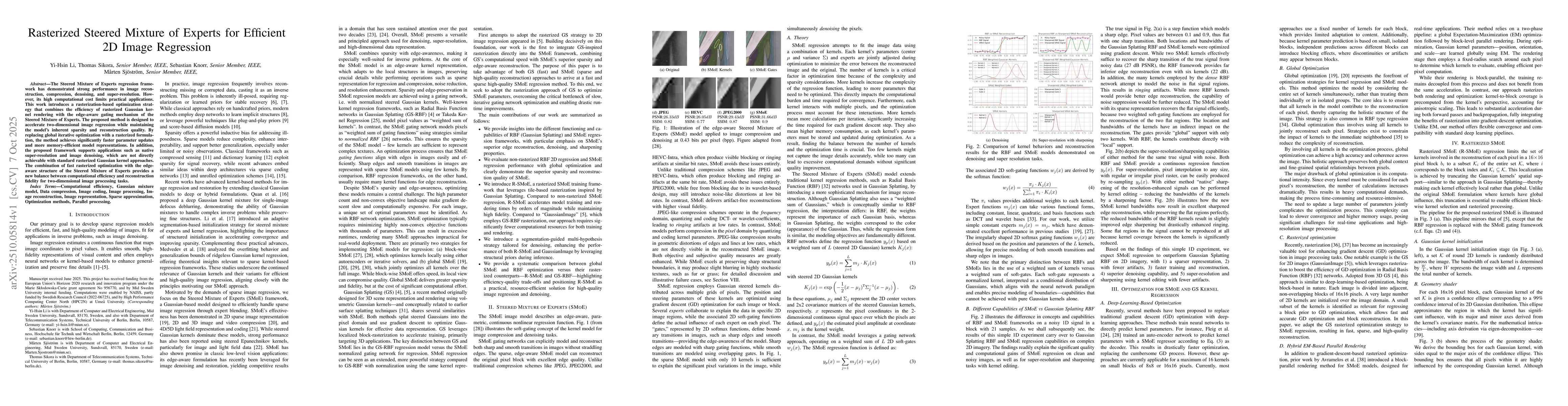 Thumbnail for Rasterized Steered Mixture of Experts for Efficient 2D Image Regression
