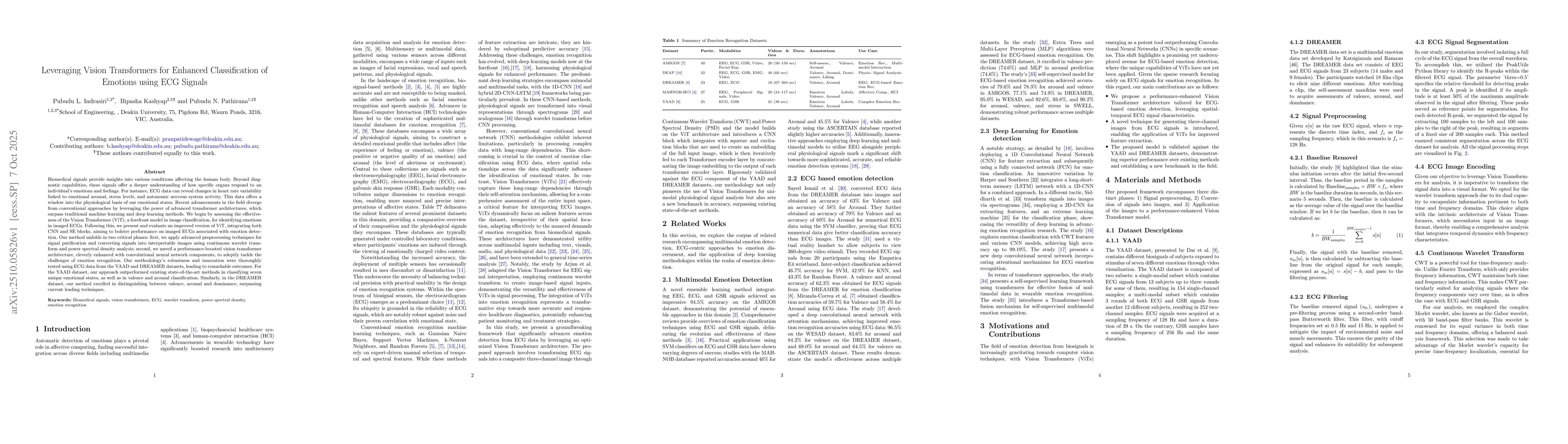 Thumbnail for Leveraging Vision Transformers for Enhanced Classification of Emotions
  using ECG Signals