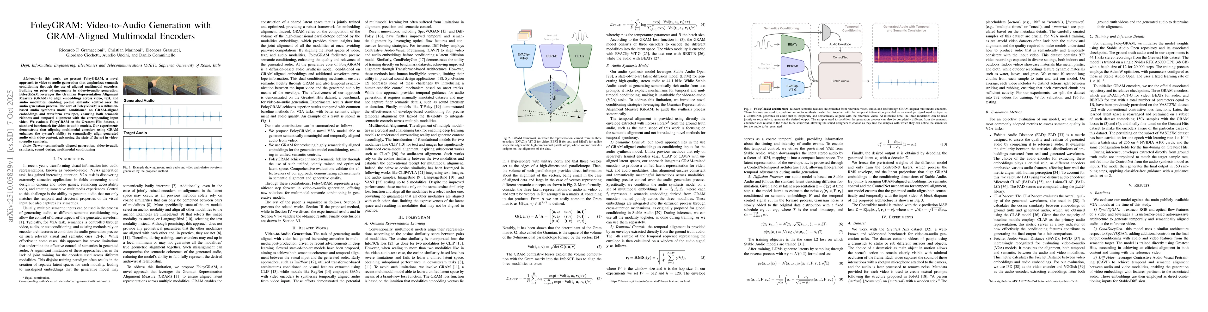 Thumbnail for FoleyGRAM: Video-to-Audio Generation with GRAM-Aligned Multimodal
  Encoders
