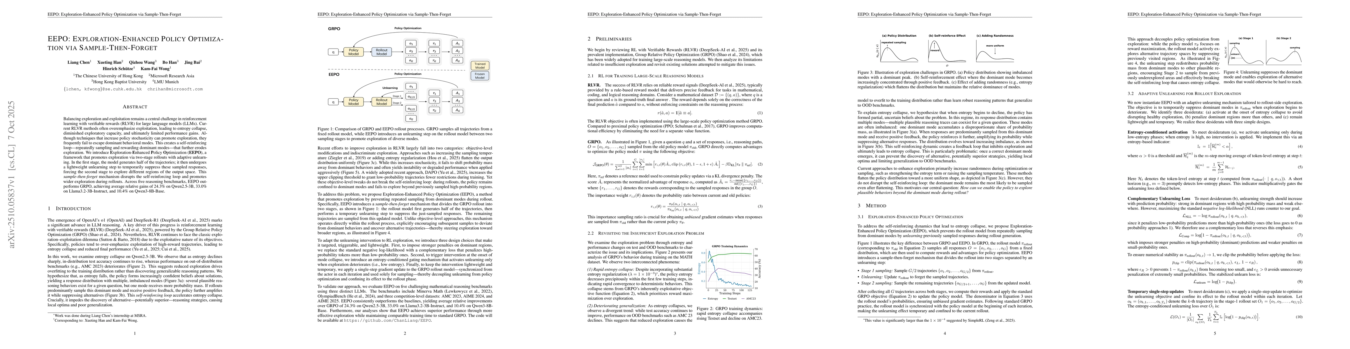 Thumbnail for EEPO: Exploration-Enhanced Policy Optimization via Sample-Then-Forget
