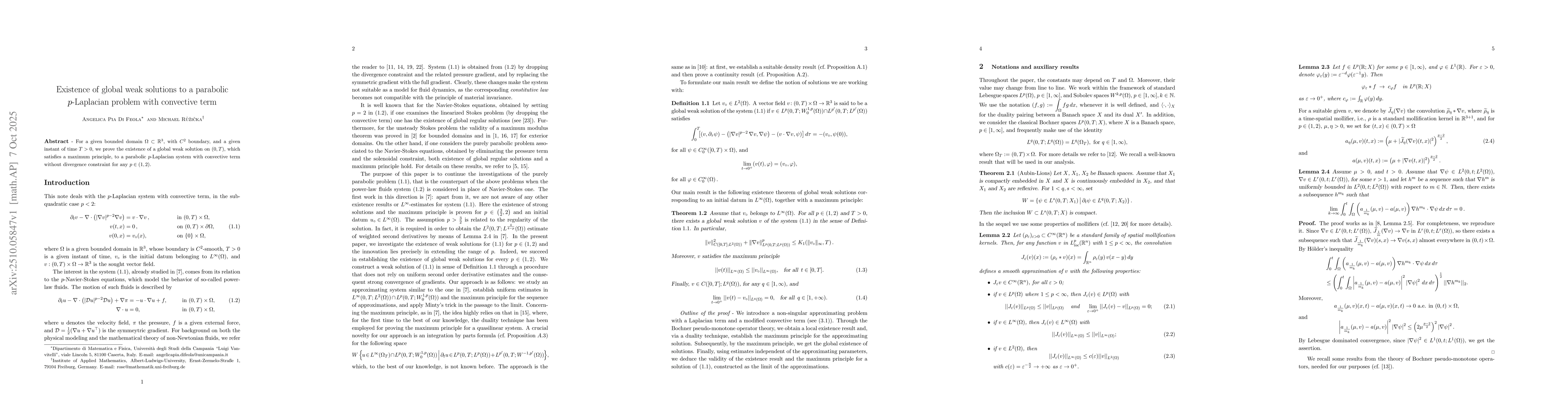 Thumbnail for Existence of global weak solutions to a parabolic $p$-Laplacian problem
  with convective term