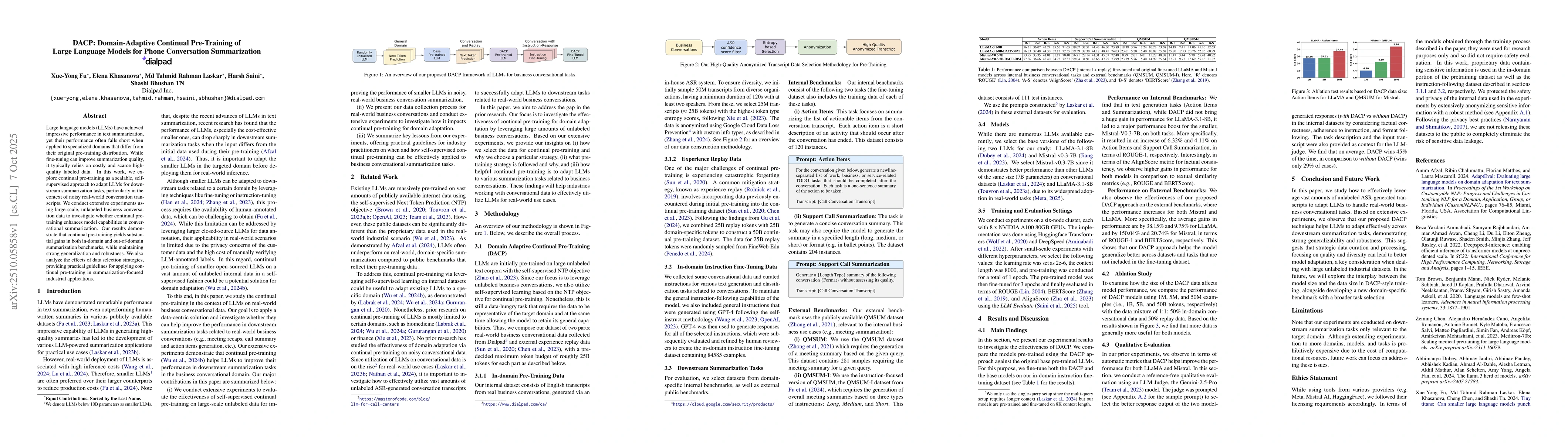 Thumbnail for DACP: Domain-Adaptive Continual Pre-Training of Large Language Models
  for Phone Conversation Summarization