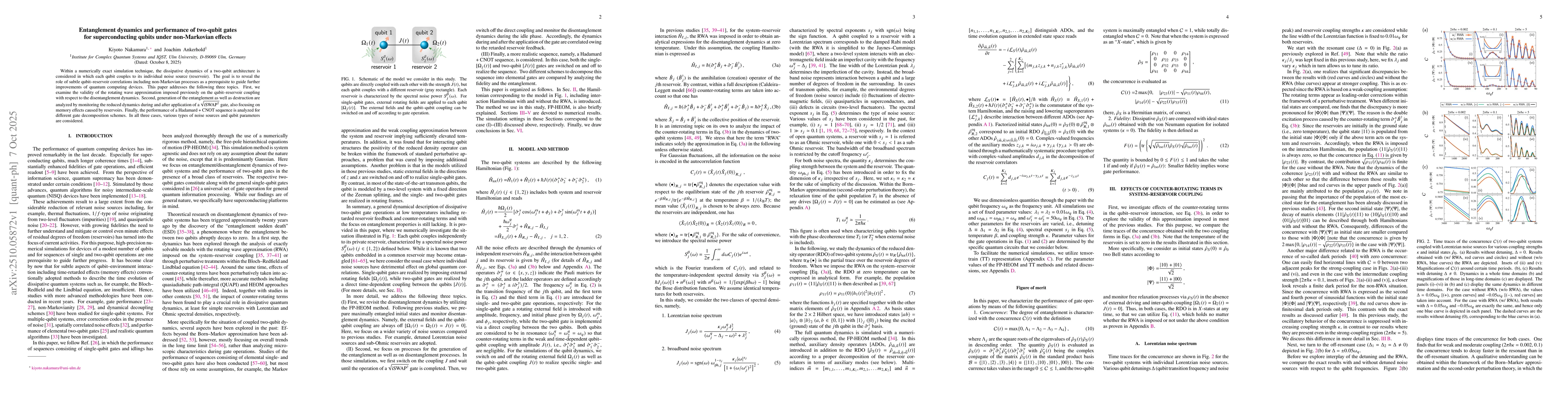 Thumbnail for Entanglement dynamics and performance of two-qubit gates for
  superconducting qubits under non-Markovian effects