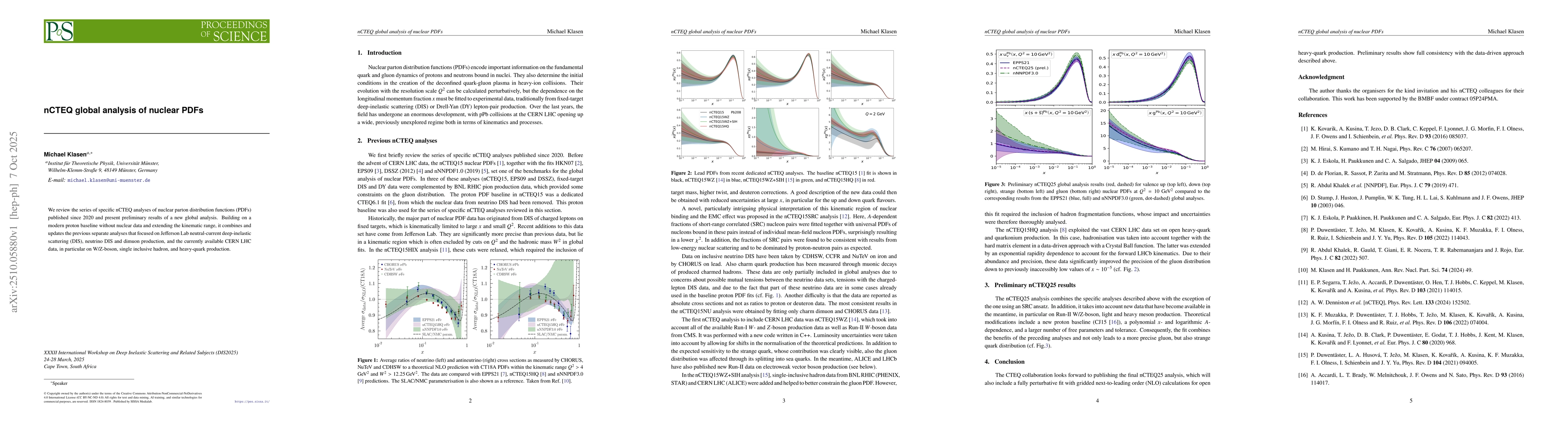 Thumbnail for nCTEQ global analysis of nuclear PDFs