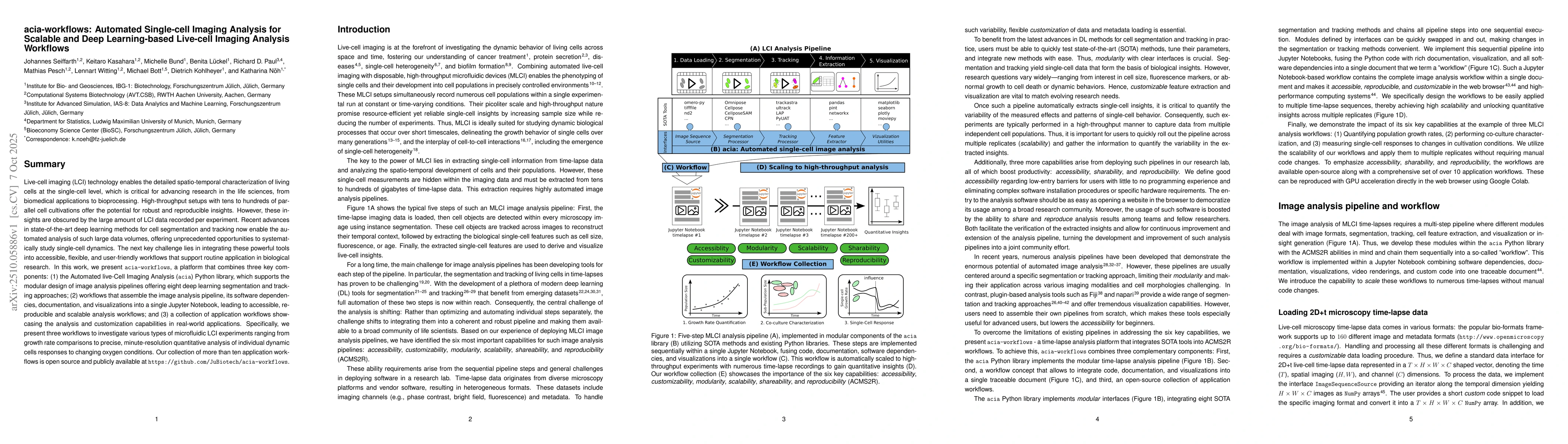Thumbnail for acia-workflows: Automated Single-cell Imaging Analysis for Scalable and
  Deep Learning-based Live-cell Imaging Analysis Workflows