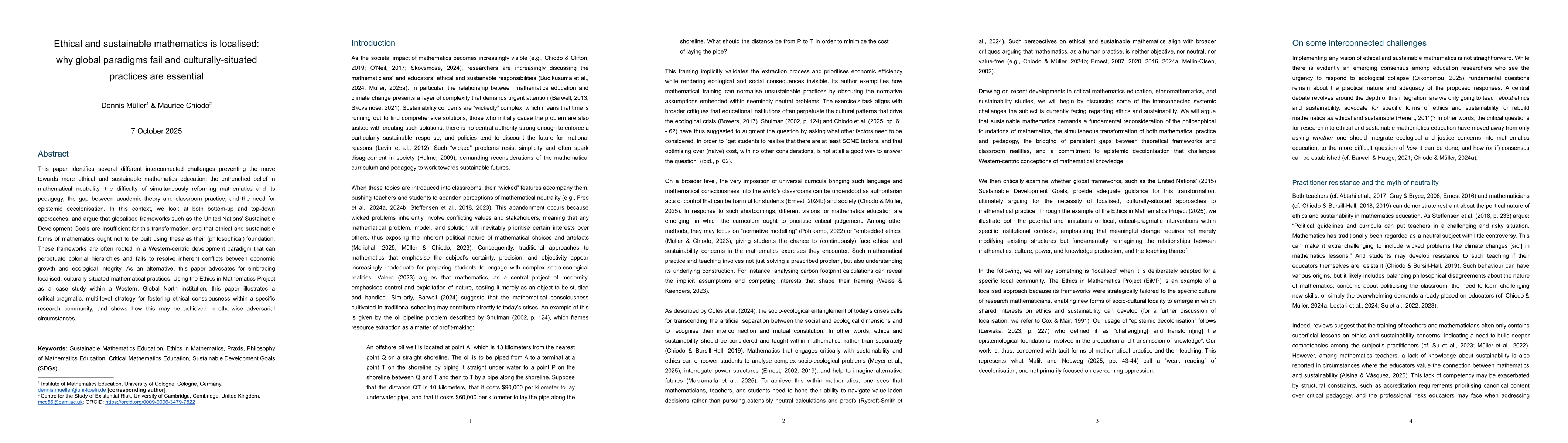 Thumbnail for Ethical and sustainable mathematics is localised: why global paradigms
  fail and culturally-situated practices are essential