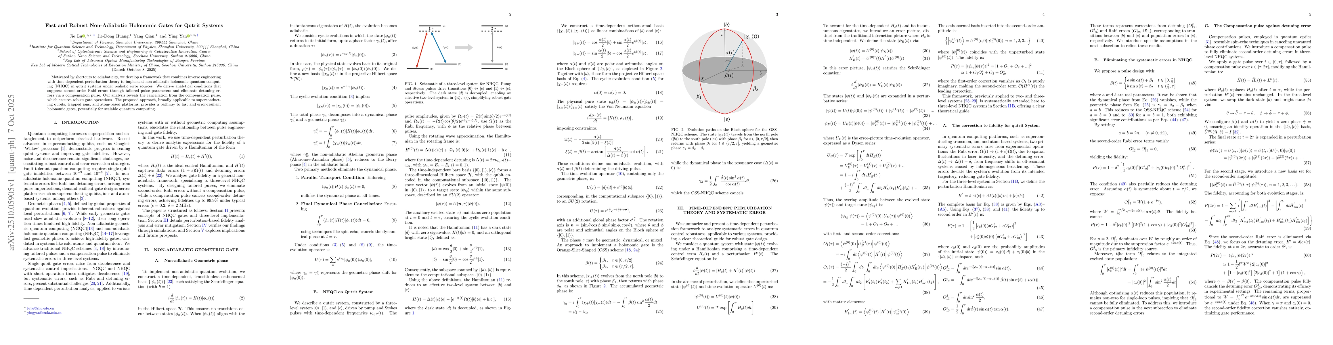 Thumbnail for Fast and Robust Non-Adiabatic Holonomic Gates for Qutrit Systems