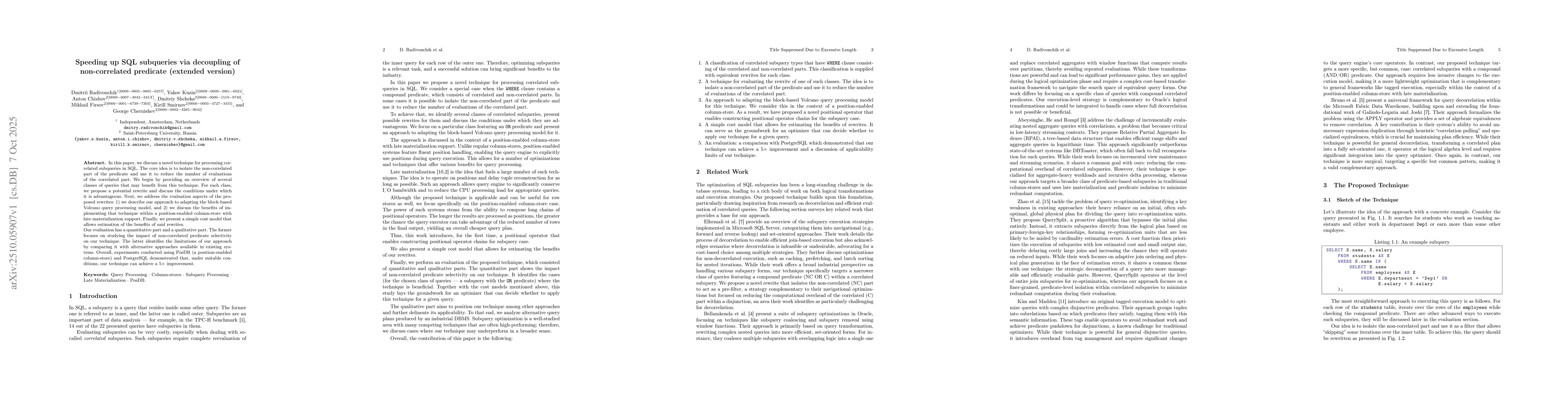 Thumbnail for Speeding up SQL subqueries via decoupling of non-correlated predicate
  (extended version)