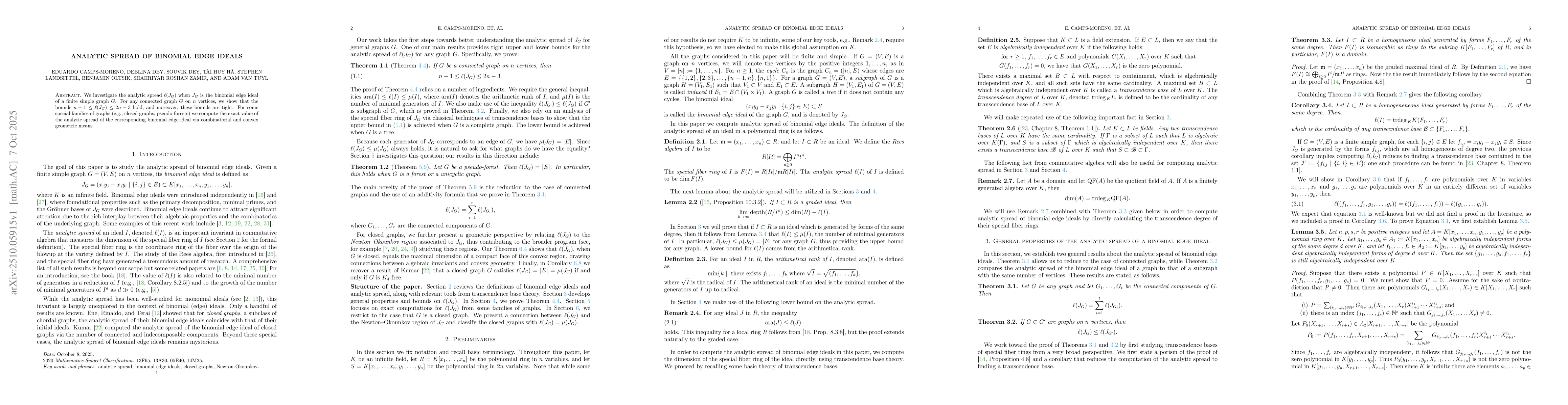 Thumbnail for Analytic spread of binomial edge ideals