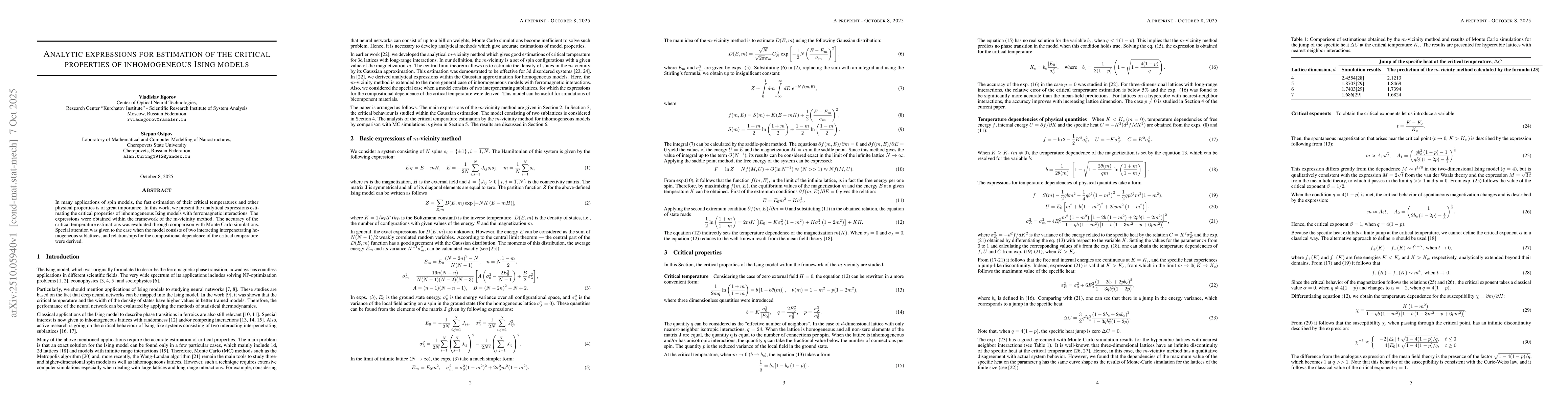 Thumbnail for Analytic expressions for estimation of the critical properties of
  inhomogeneous Ising models