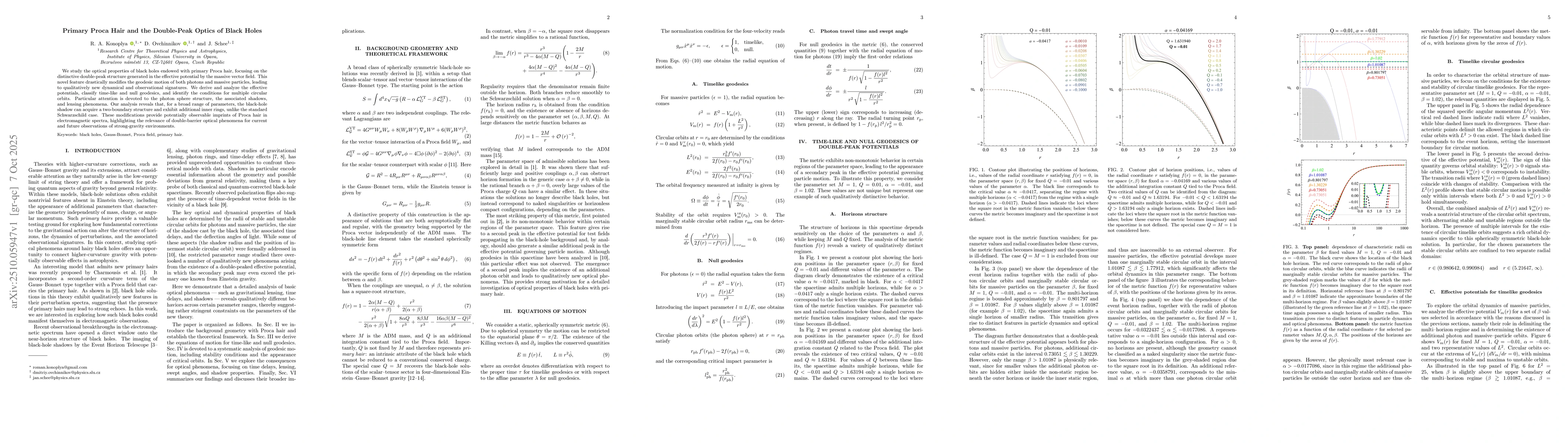 Thumbnail for Primary Proca Hair and the Double-Peak Optics of Black Holes