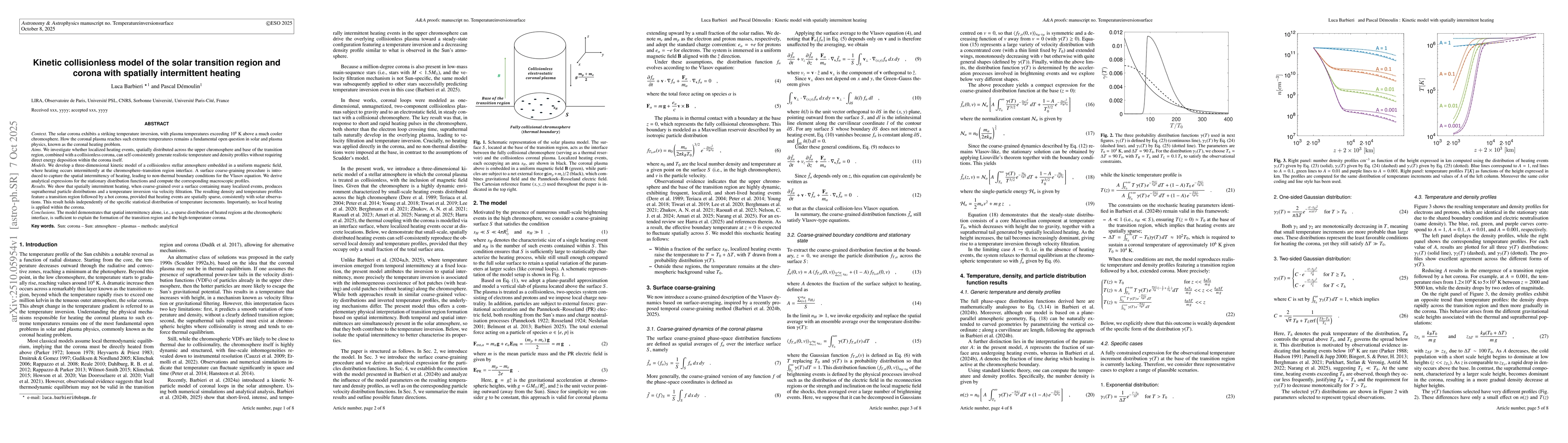 Thumbnail for Kinetic collisionless model of the solar transition region and corona
  with spatially intermittent heating