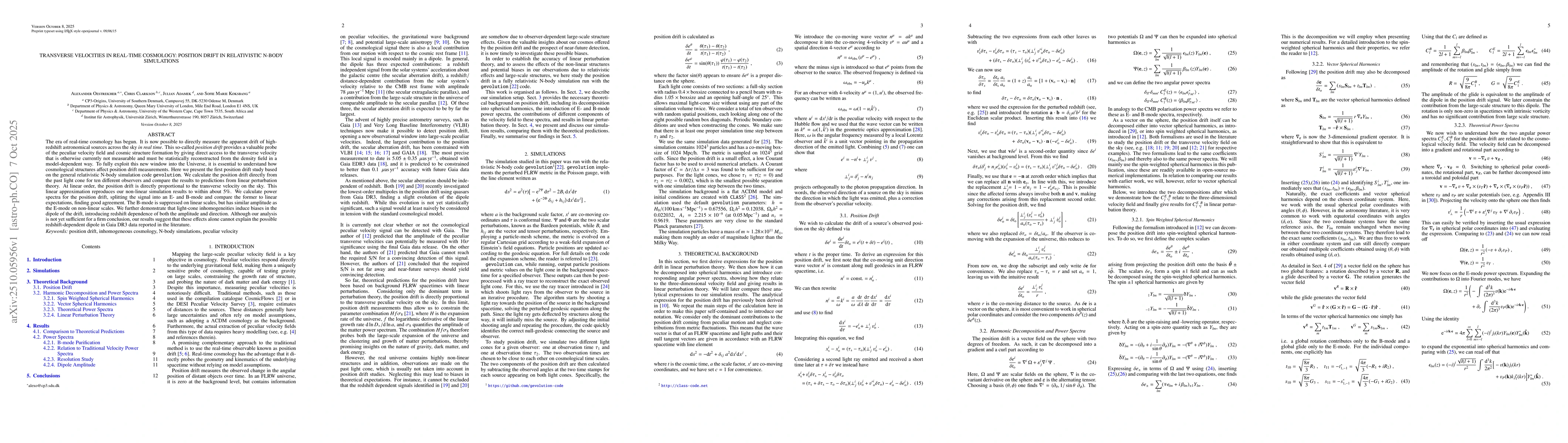 Thumbnail for Transverse Velocities in Real-Time Cosmology: Position Drift in
  Relativistic N-Body Simulations
