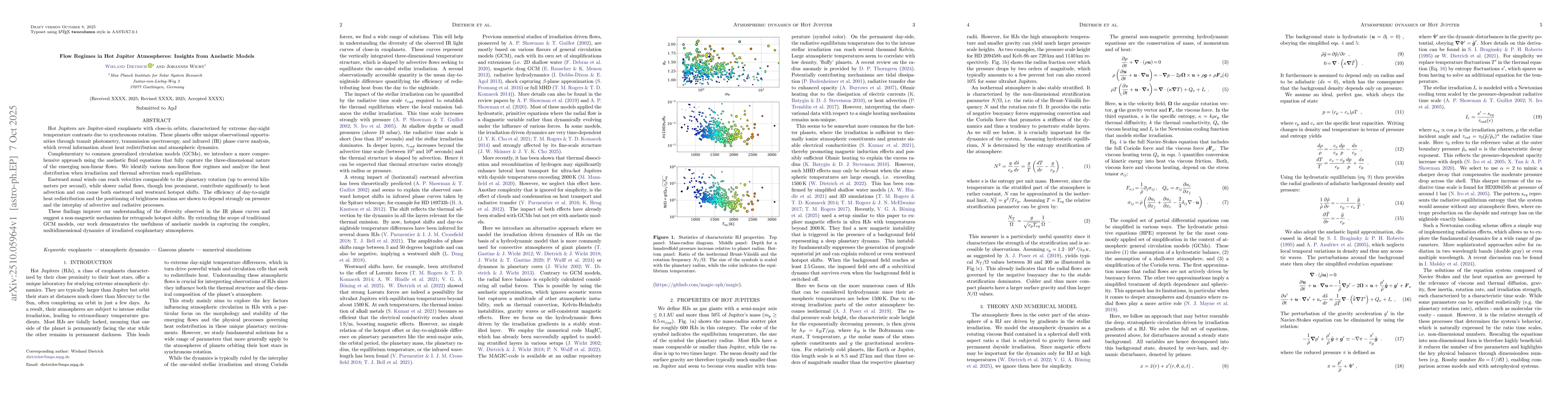Thumbnail for Flow Regimes in Hot Jupiter Atmospheres: Insights from Anelastic Models